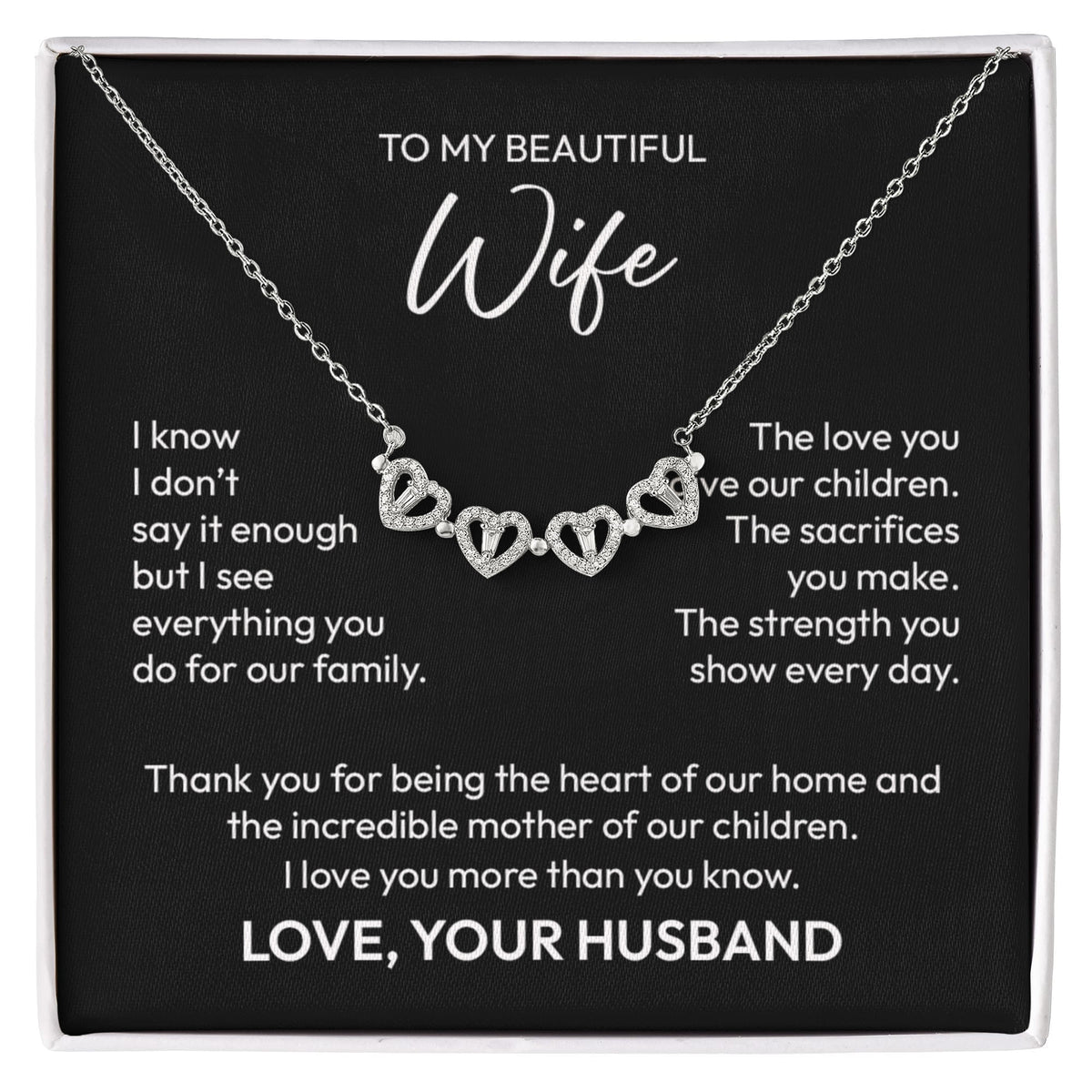 To My Wife Necklace – Appreciation Gift from Husband | Magnetic Hearts Necklace