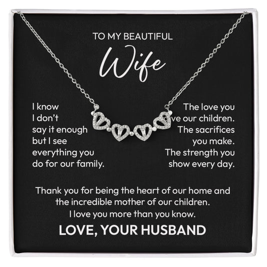 To My Wife Necklace – Appreciation Gift from Husband | Magnetic Hearts Necklace