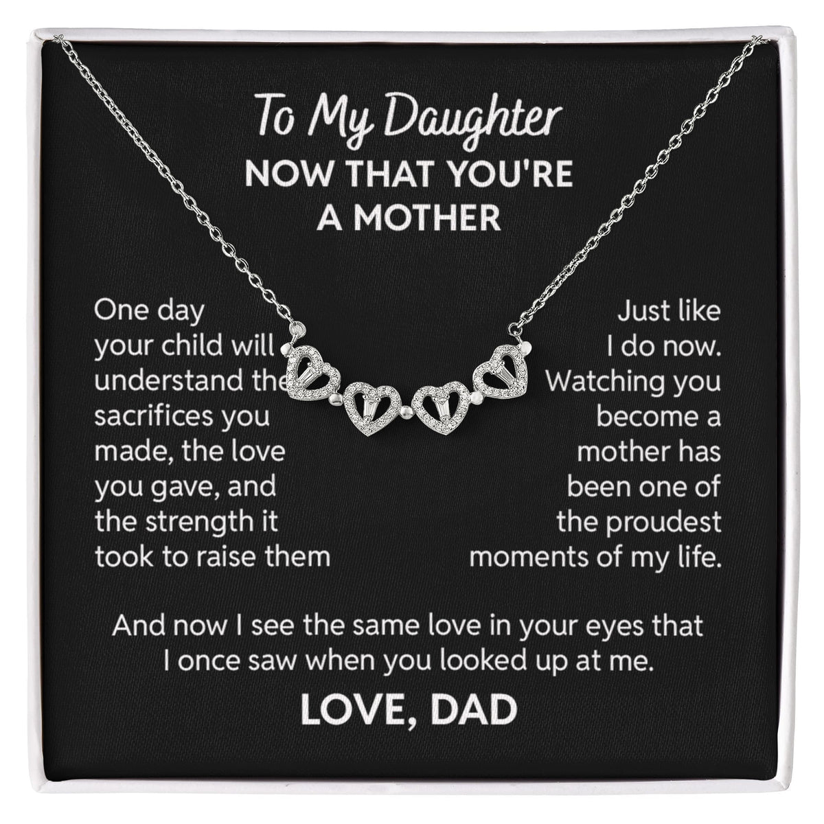 To My Daughter Necklace – Now That You're a Mother Gift | Magnetic Hearts Necklace