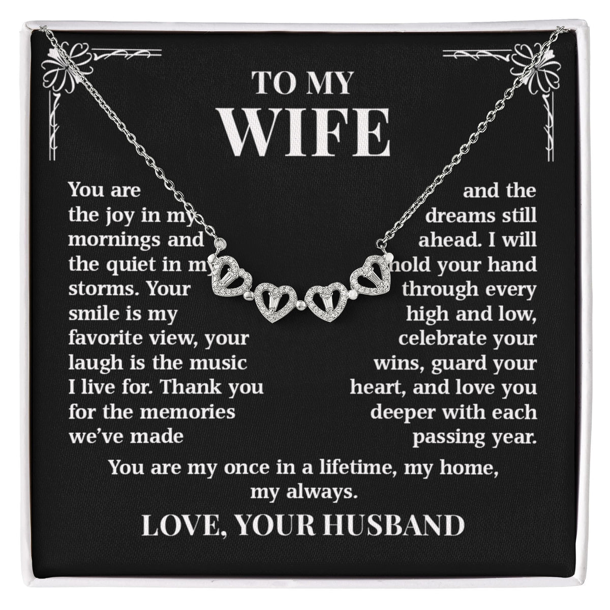 To My Wife –  Magnetic Hearts Necklace  My Home, My Always