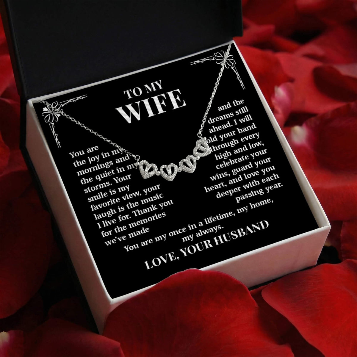 To My Wife –  Magnetic Hearts Necklace  My Home, My Always