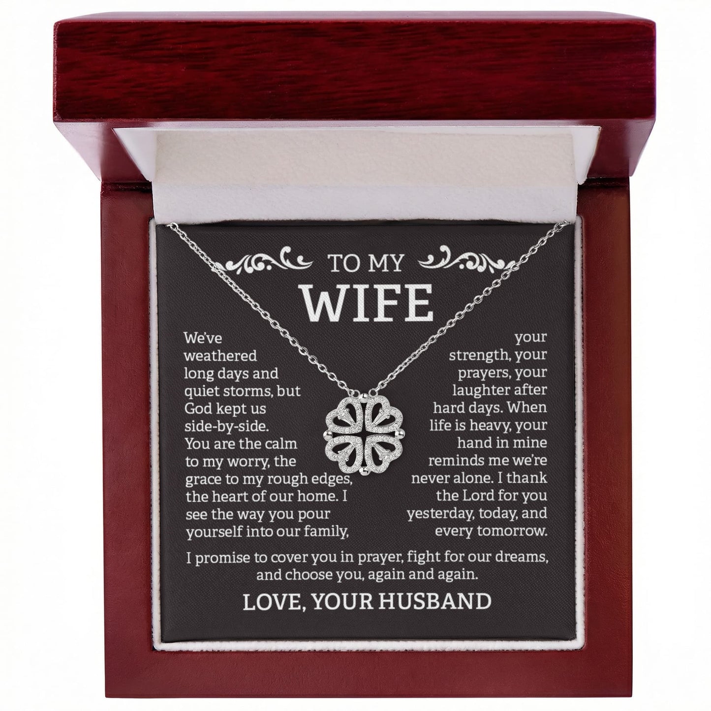 To My Wife –Magnetic Hearts Necklace from Husband | God Kept Us Side-by-Side