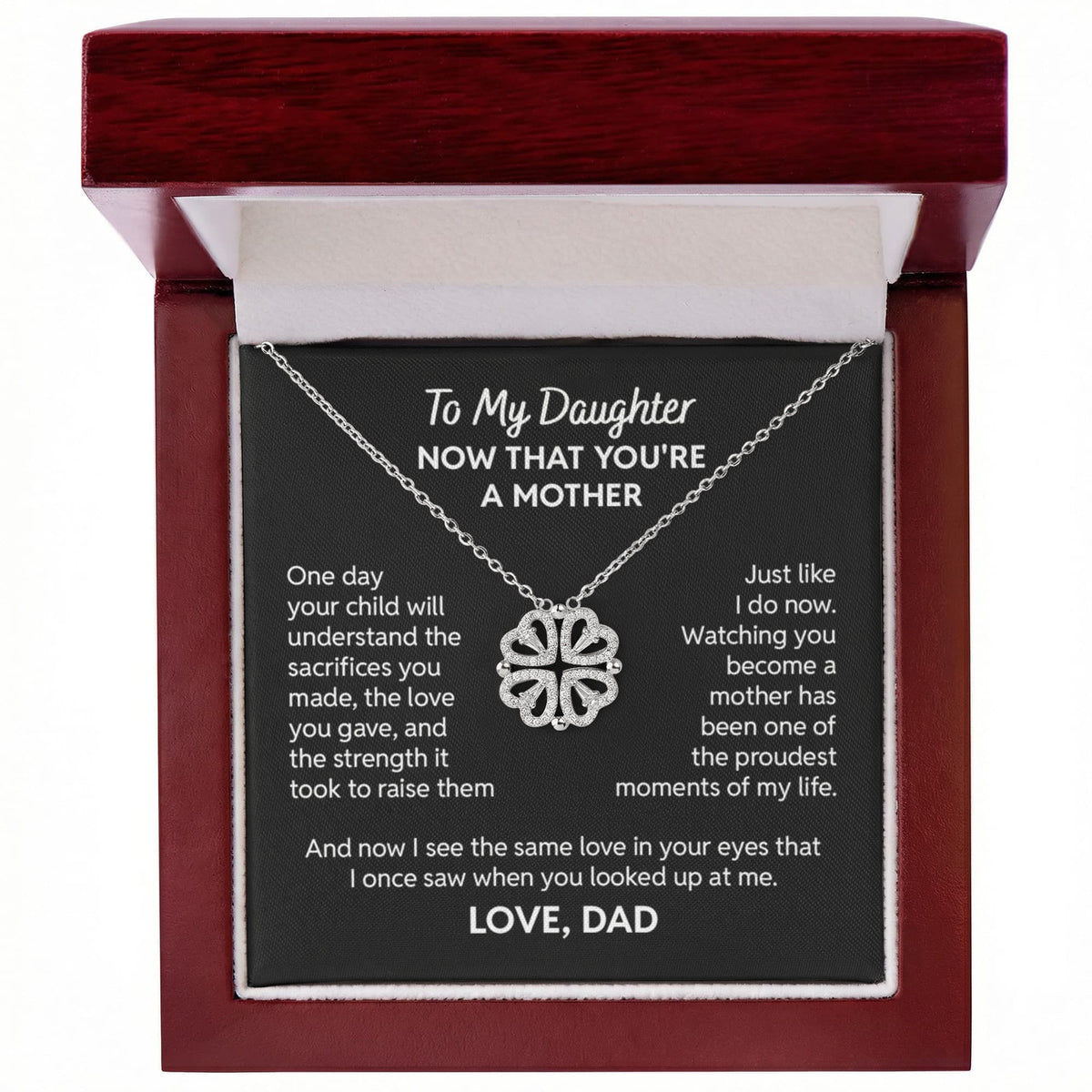 To My Daughter Necklace – Now That You're a Mother Gift | Magnetic Hearts Necklace