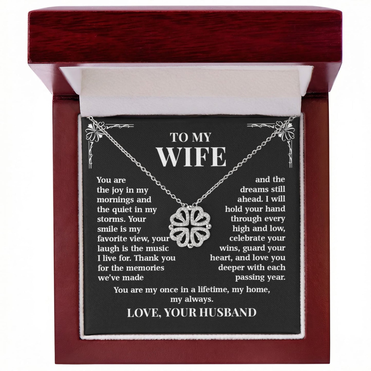 To My Wife –  Magnetic Hearts Necklace  My Home, My Always