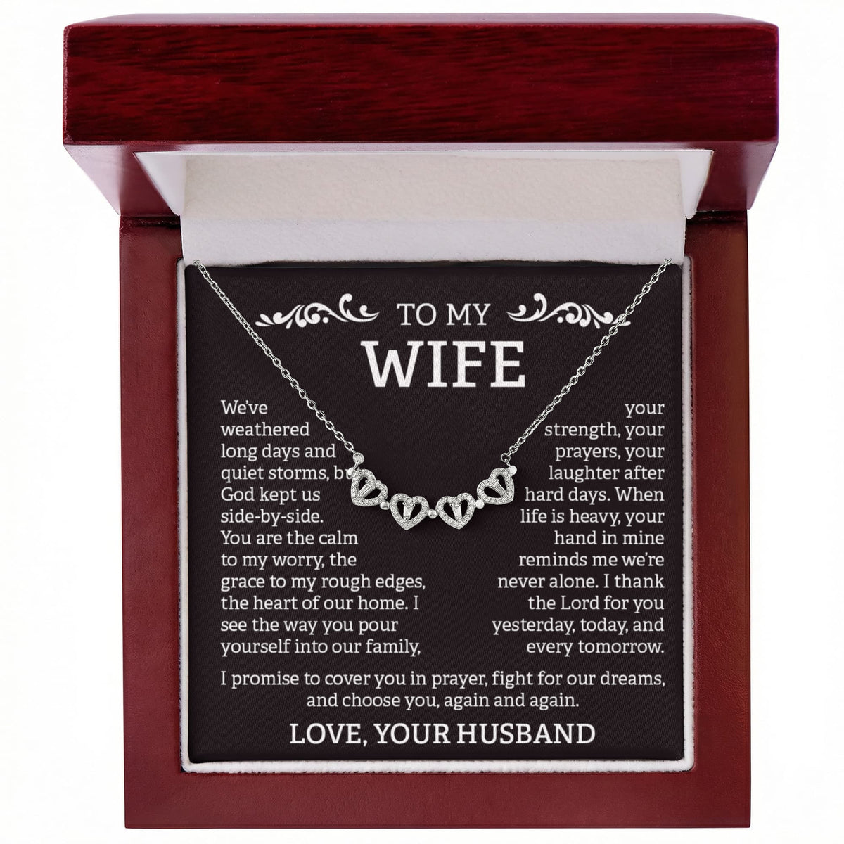 To My Wife –Magnetic Hearts Necklace from Husband | God Kept Us Side-by-Side