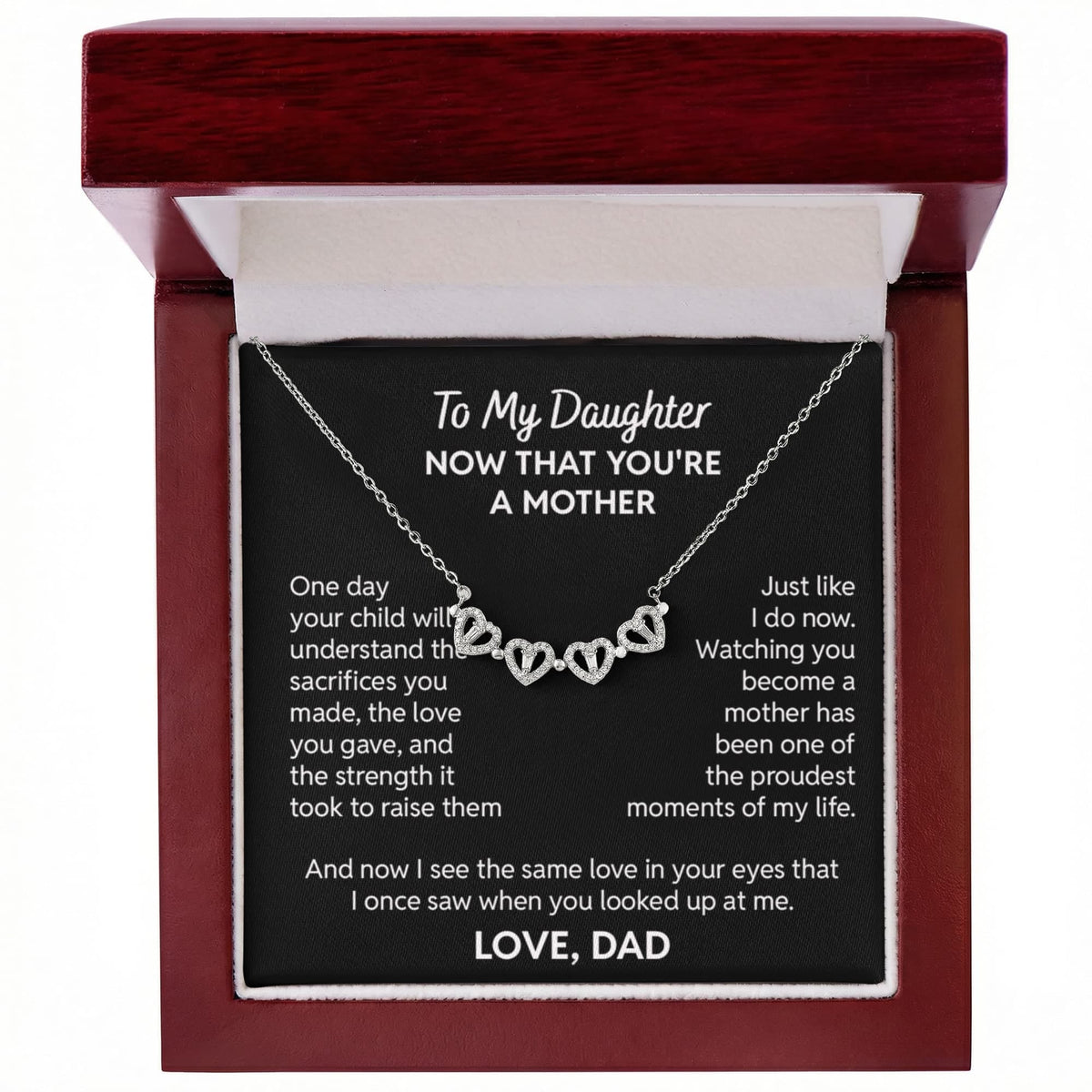 To My Daughter Necklace – Now That You're a Mother Gift | Magnetic Hearts Necklace