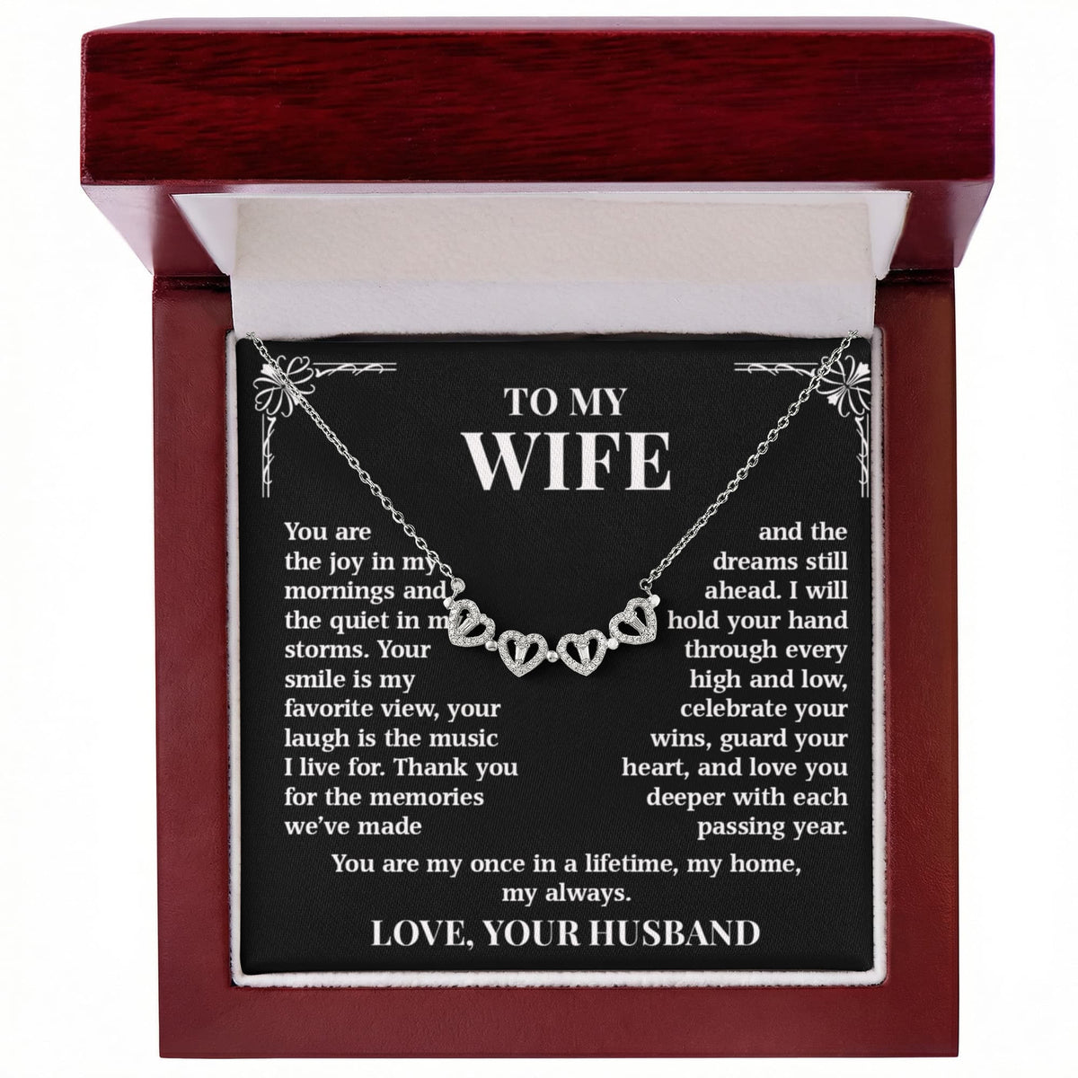 To My Wife –  Magnetic Hearts Necklace  My Home, My Always