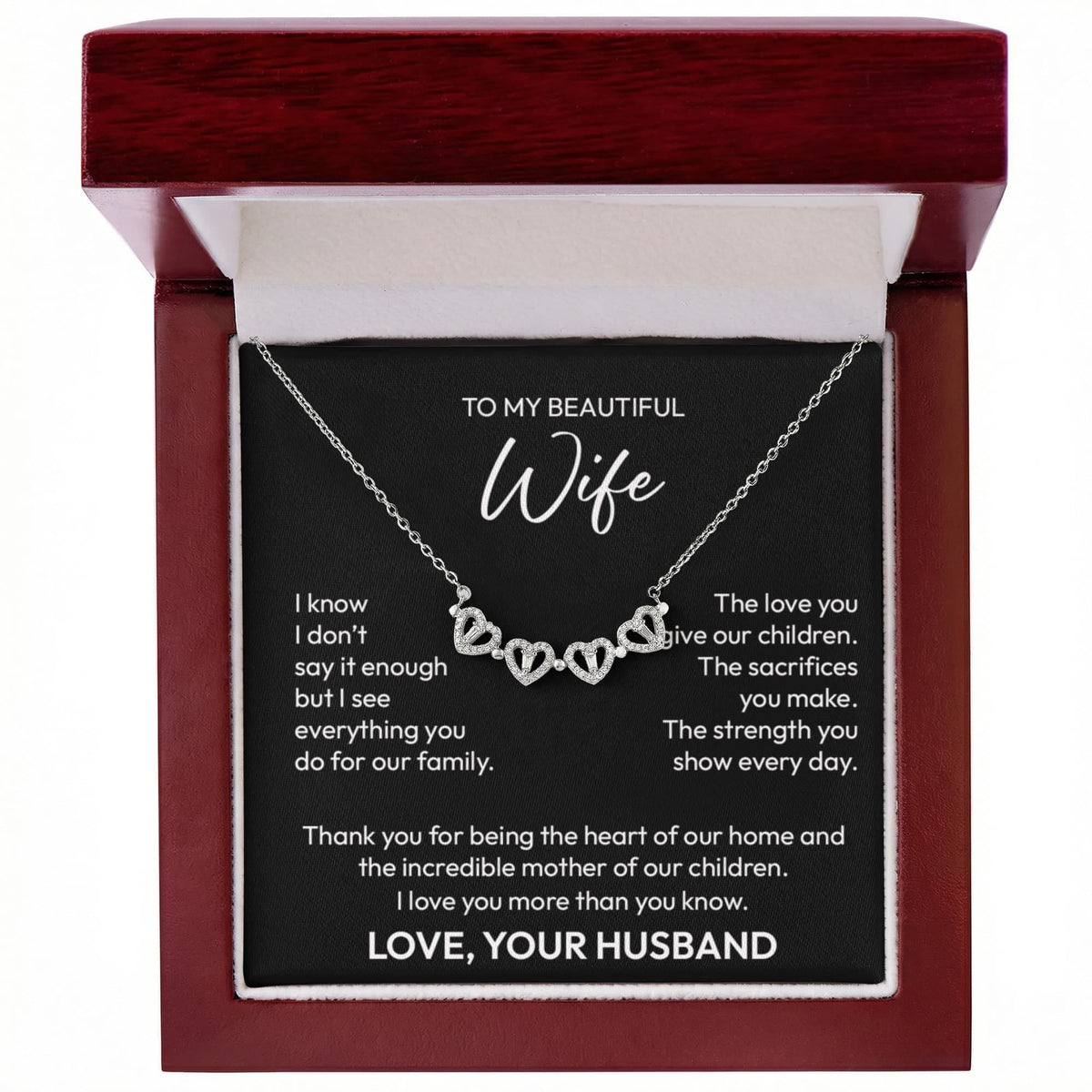 To My Wife Necklace – Appreciation Gift from Husband | Magnetic Hearts Necklace