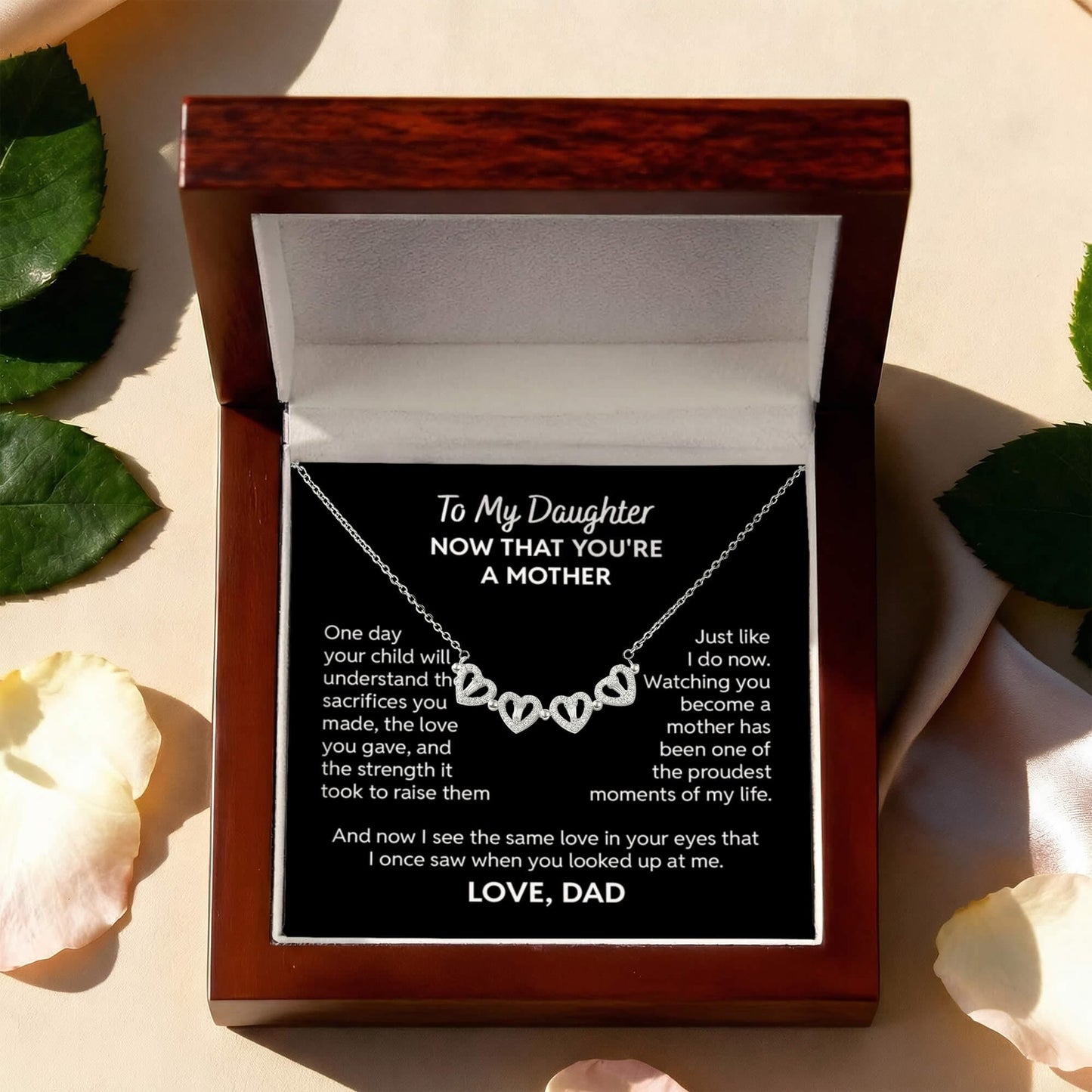 To My Daughter Necklace – Now That You're a Mother Gift | Magnetic Hearts Necklace