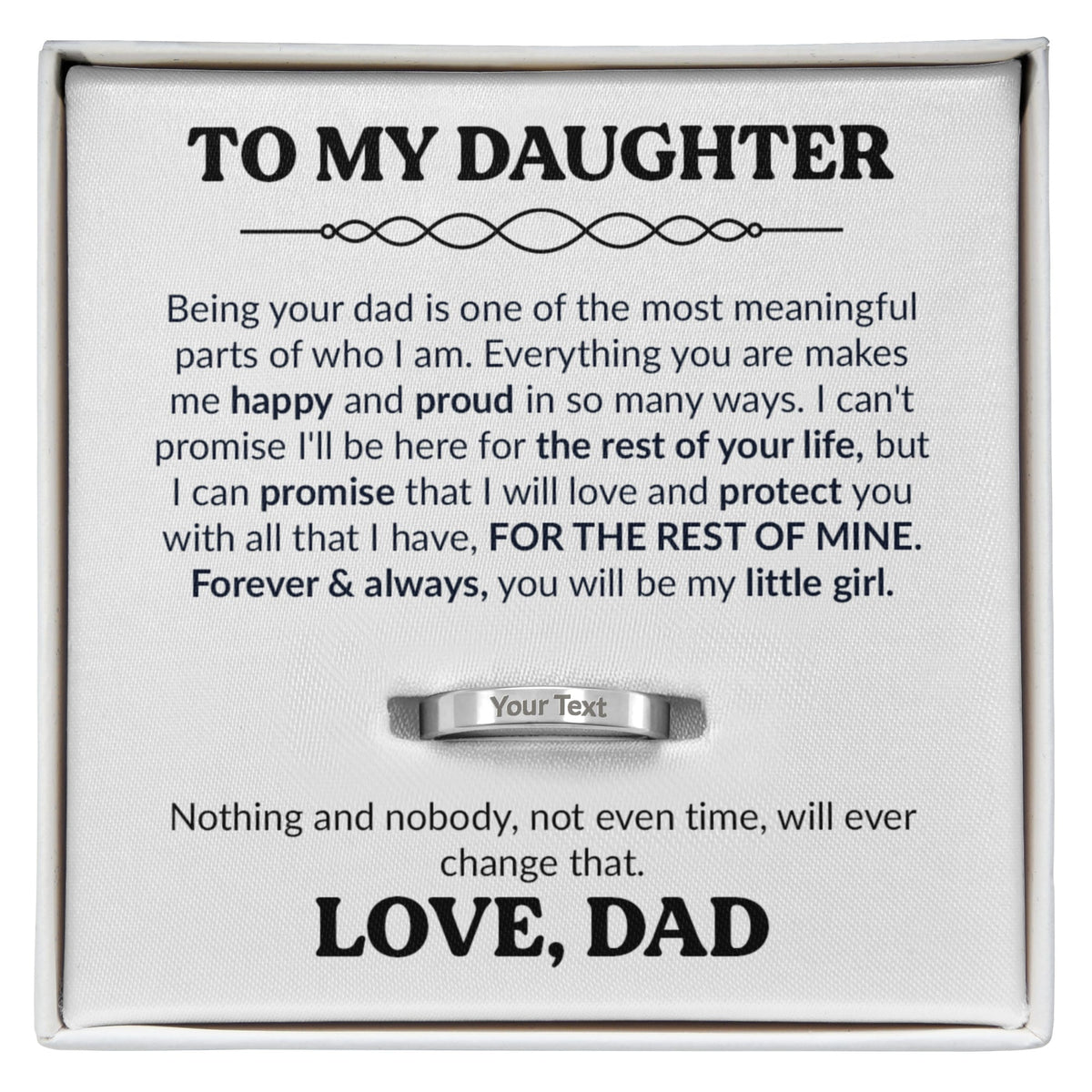 To My Daughter – Forever & Always My Little Girl Personalized Ring