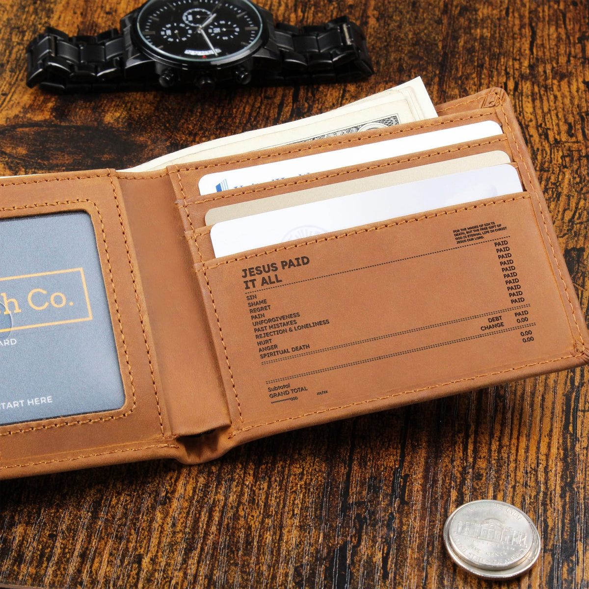 Jesus Paid It All – Engraved Leather Wallet ✝️