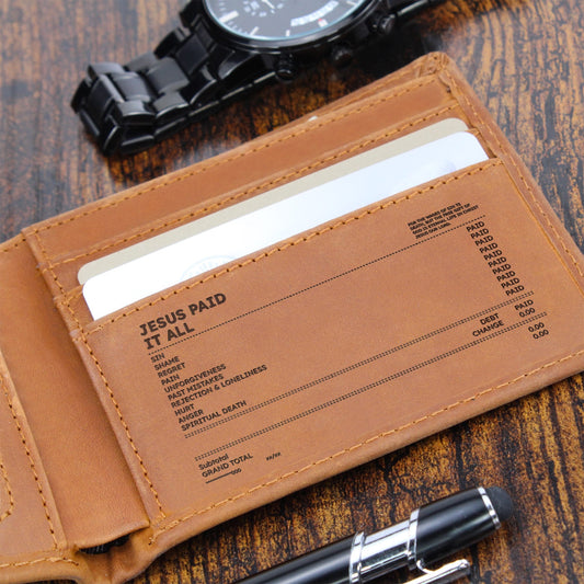 Jesus Paid It All – Engraved Leather Wallet ✝️
