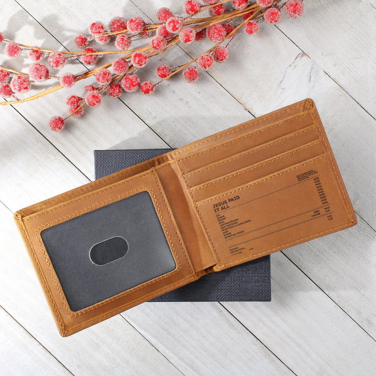Jesus Paid It All – Engraved Leather Wallet ✝️
