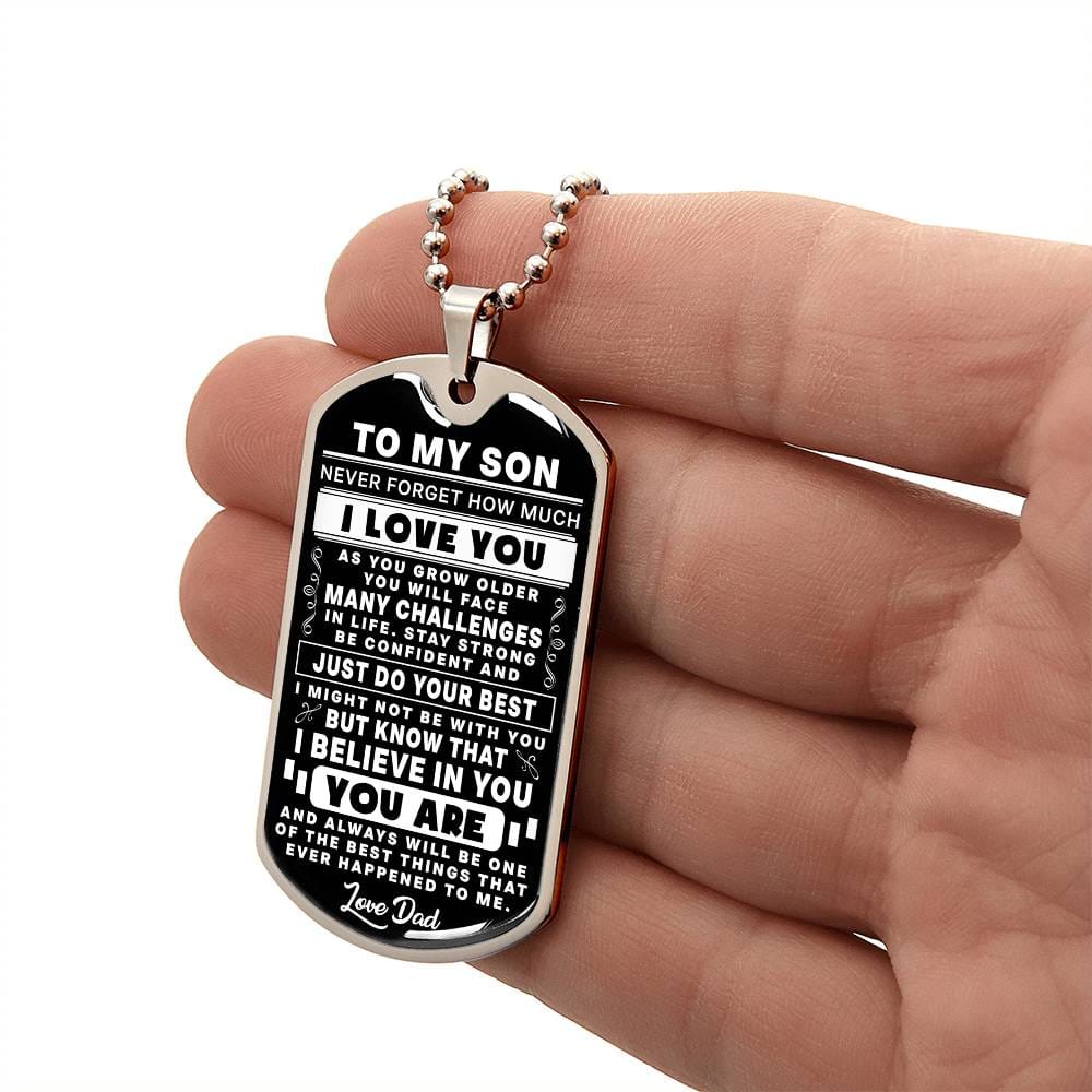 Dad to Son Dog Tag Necklace — Gift for Son