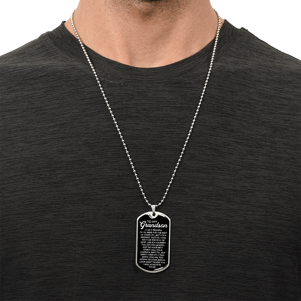 To My Grandson – I Will Always Be There Dog Tag Necklace