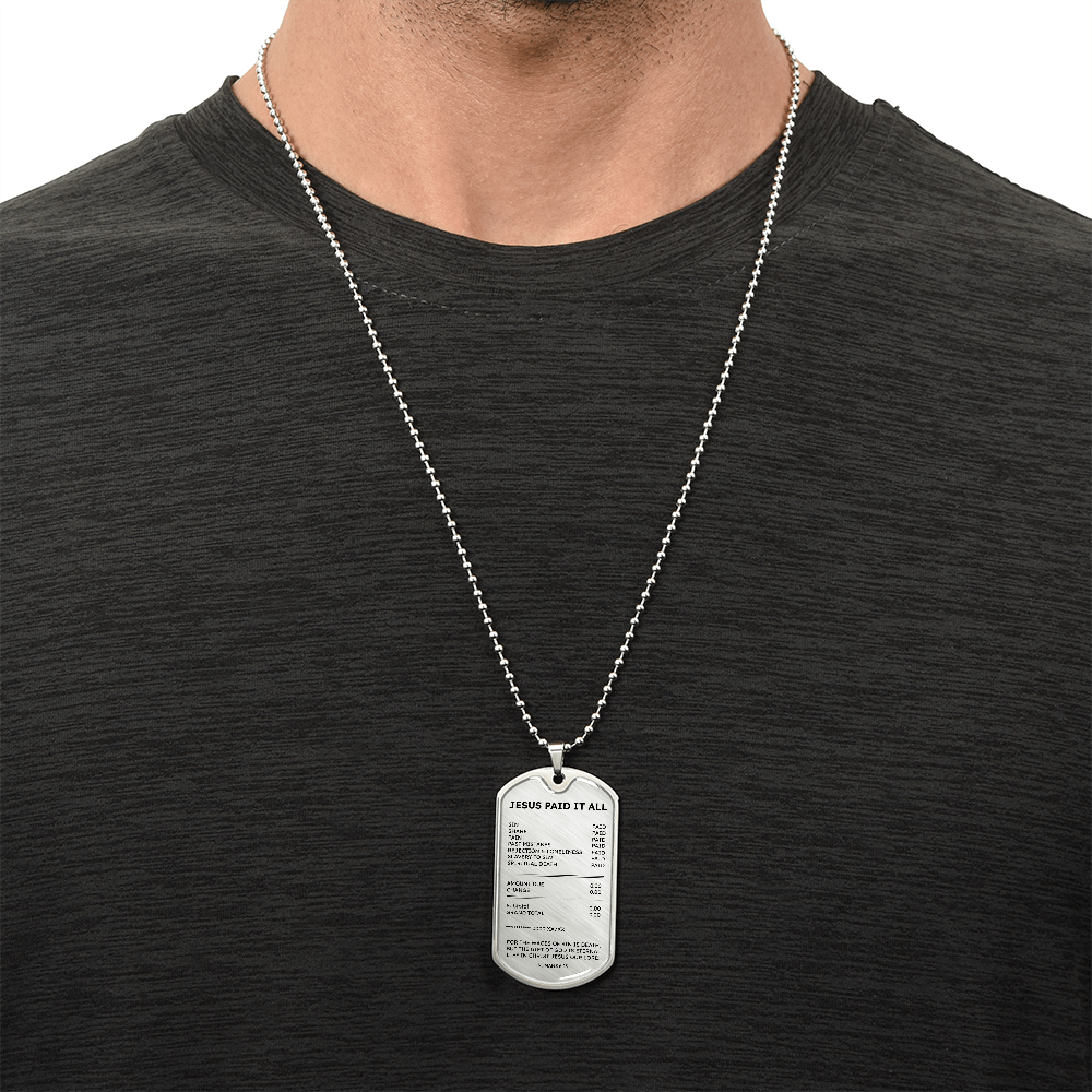 Jesus Paid It All Dog Tag Necklace – Faith Gift