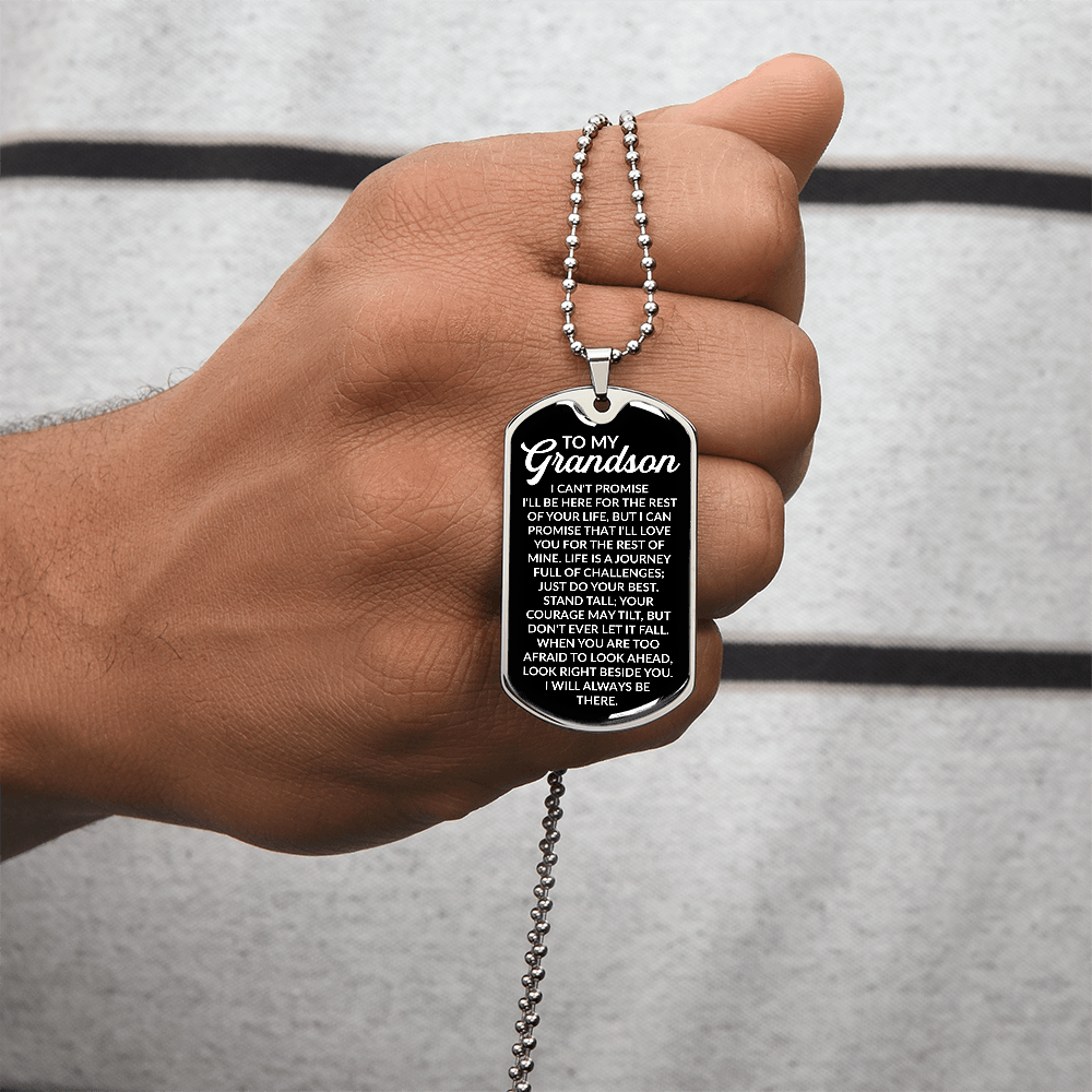 To My Grandson – I Will Always Be There Dog Tag Necklace