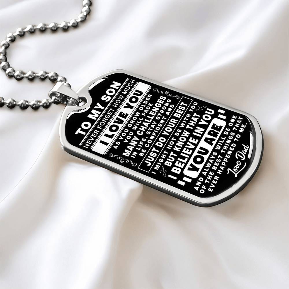 Dad to Son Dog Tag Necklace — Gift for Son
