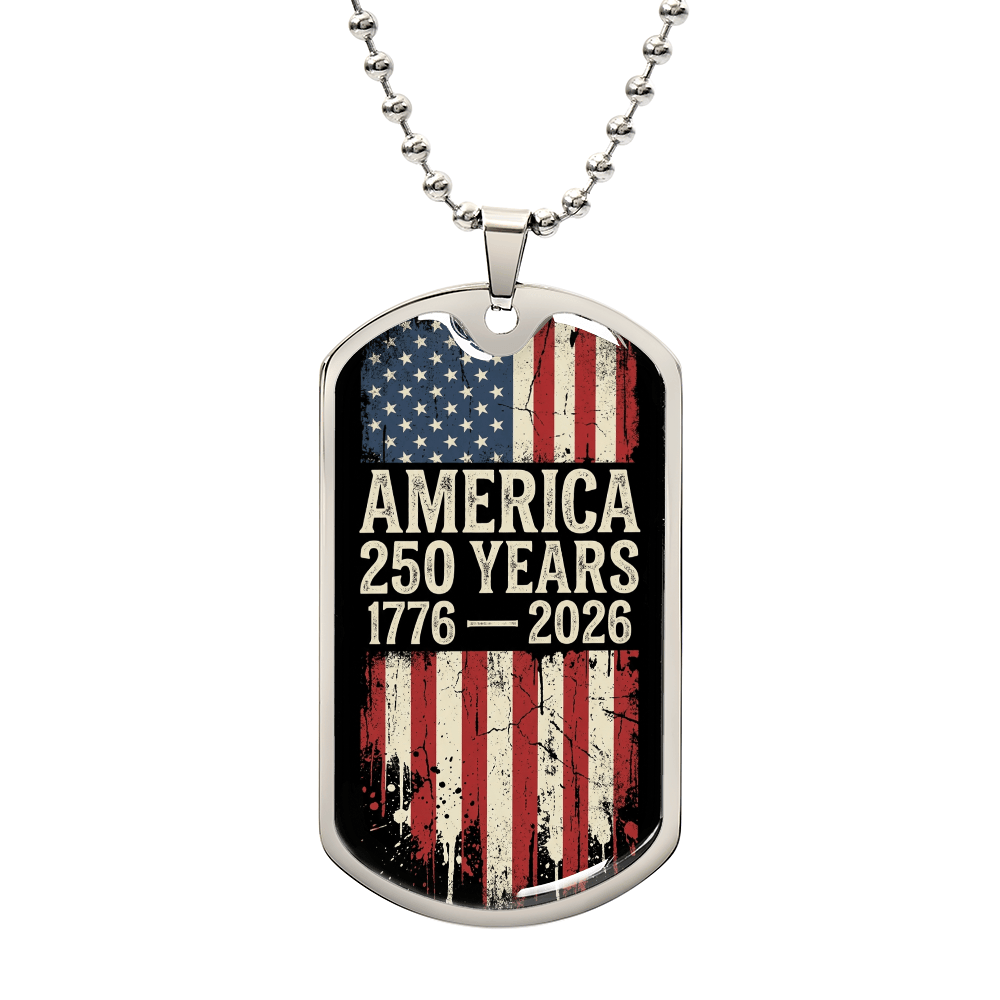 America 250th Anniversary Dog Tag Necklace