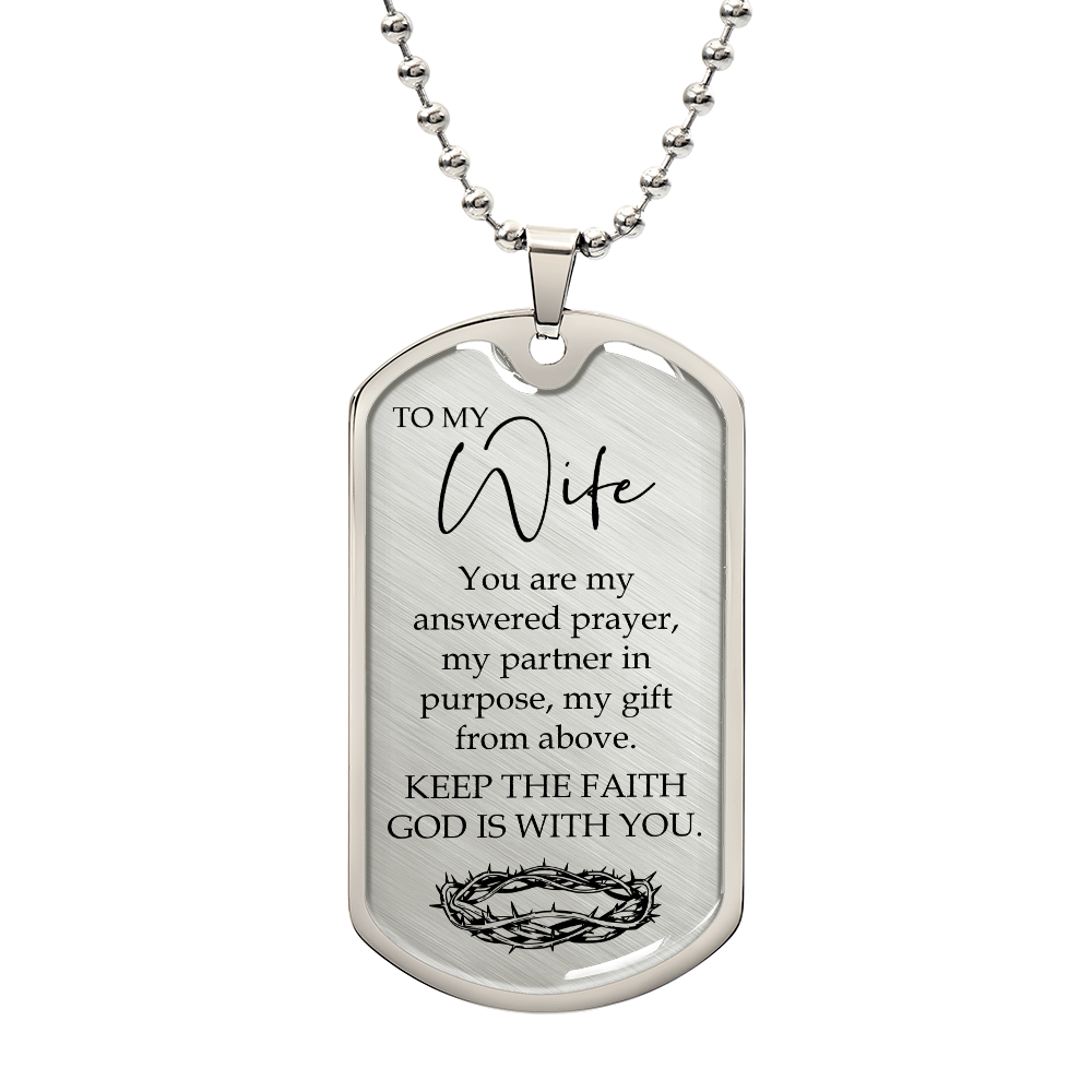 To My Wife Dog Tag Necklace – Christian Gift from Husband