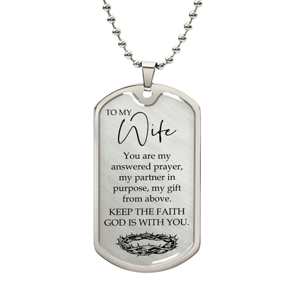 To My Wife Dog Tag Necklace – Christian Gift from Husband