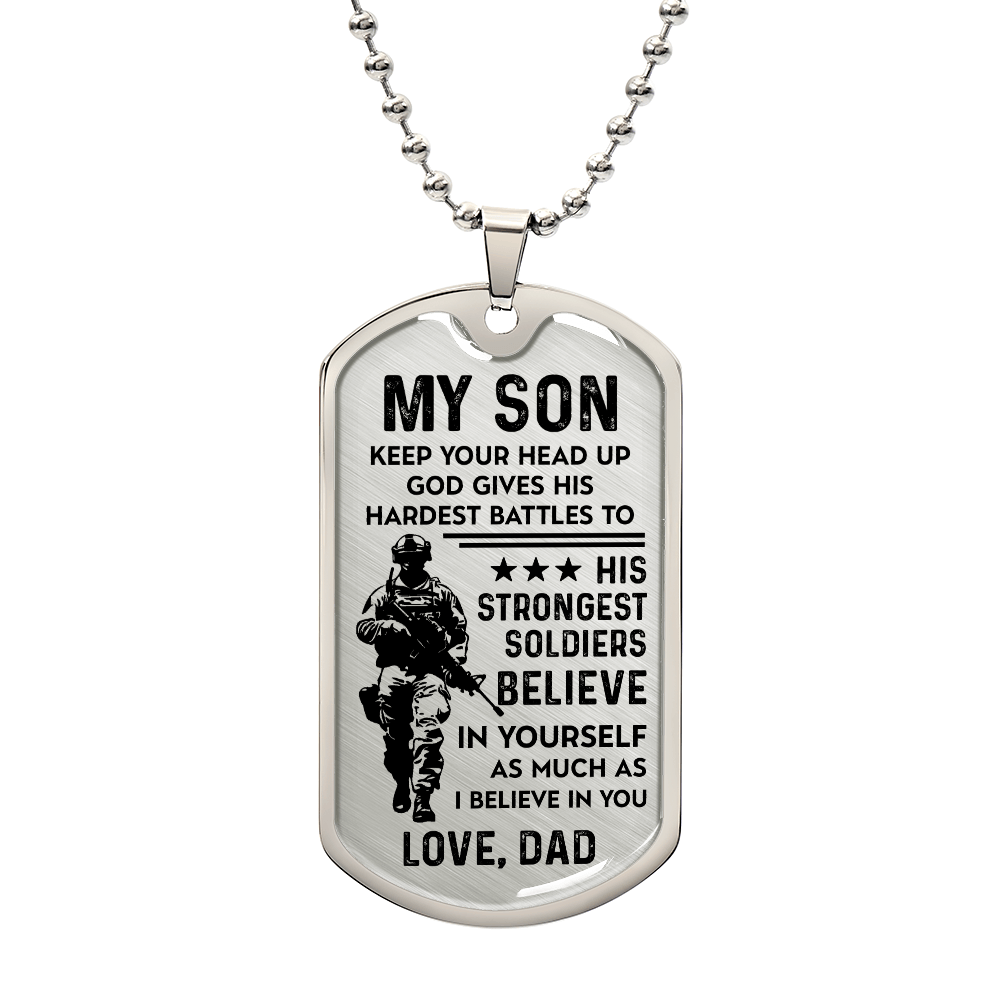 My Son – Believe In Yourself Dog Tag Necklace Gift