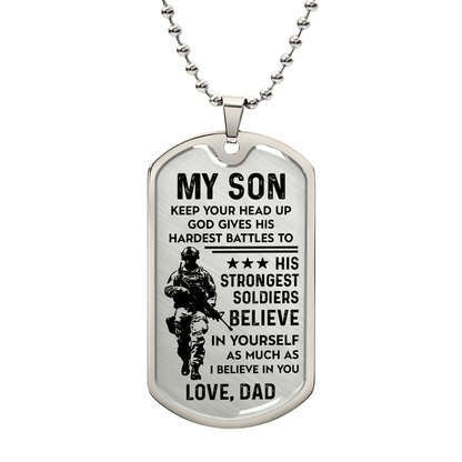 My Son – Believe In Yourself Dog Tag Necklace Gift