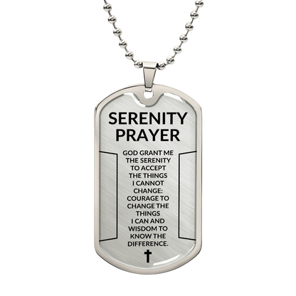 Serenity Prayer Dog Tag Necklace – Christian Faith Gift for Men