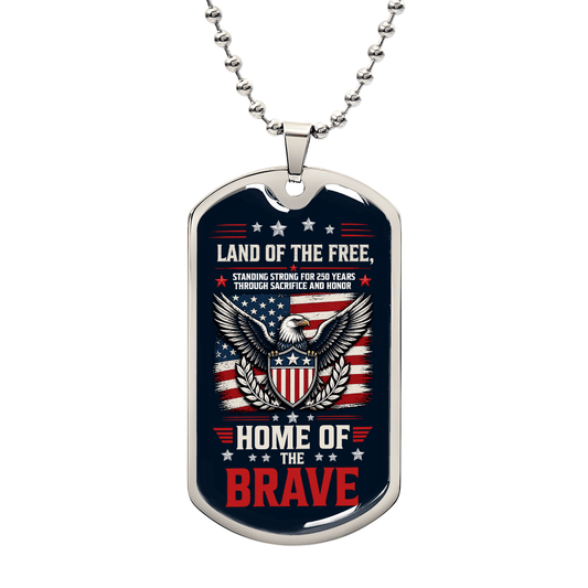 Land of the Free Dog Tag – Patriotic Veteran Gift