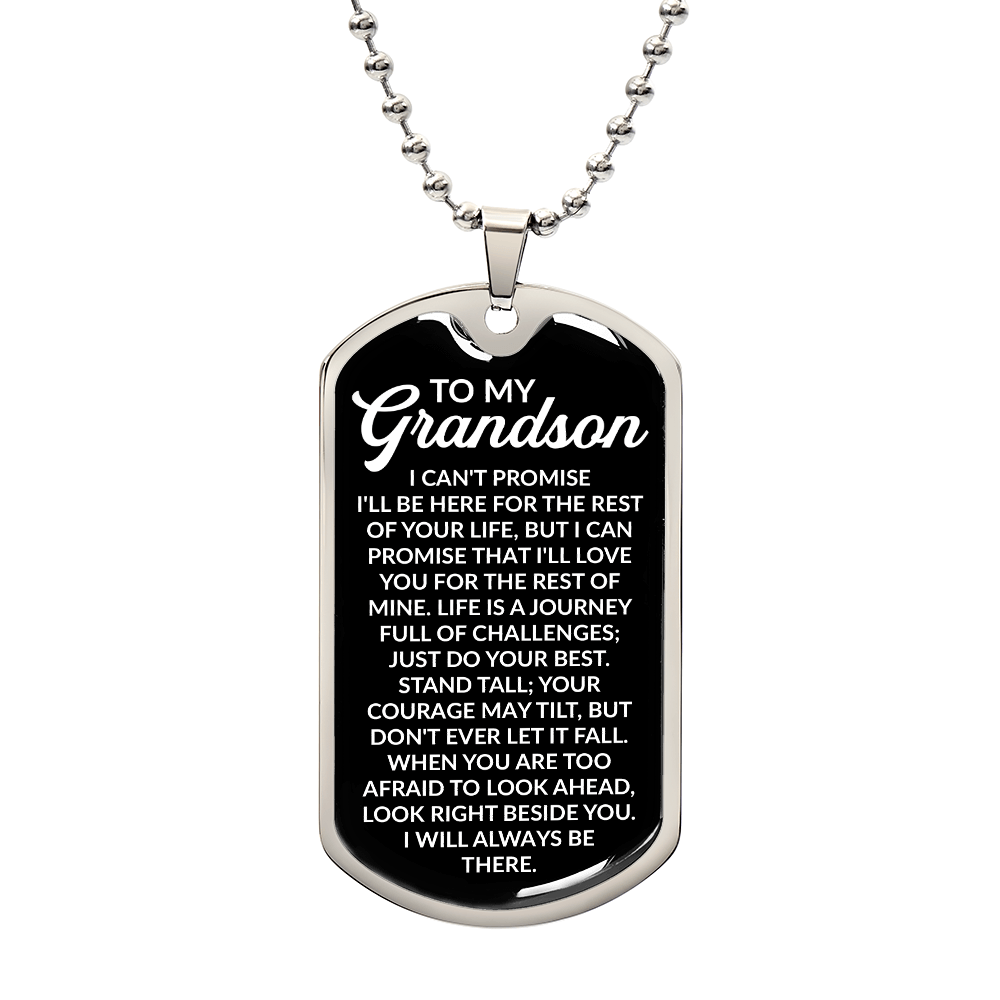 To My Grandson – I Will Always Be There Dog Tag Necklace