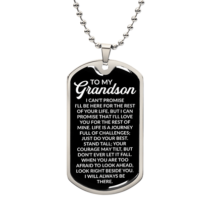 To My Grandson – I Will Always Be There Dog Tag Necklace