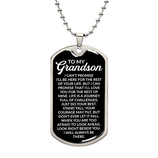 To My Grandson – I Will Always Be There Dog Tag Necklace