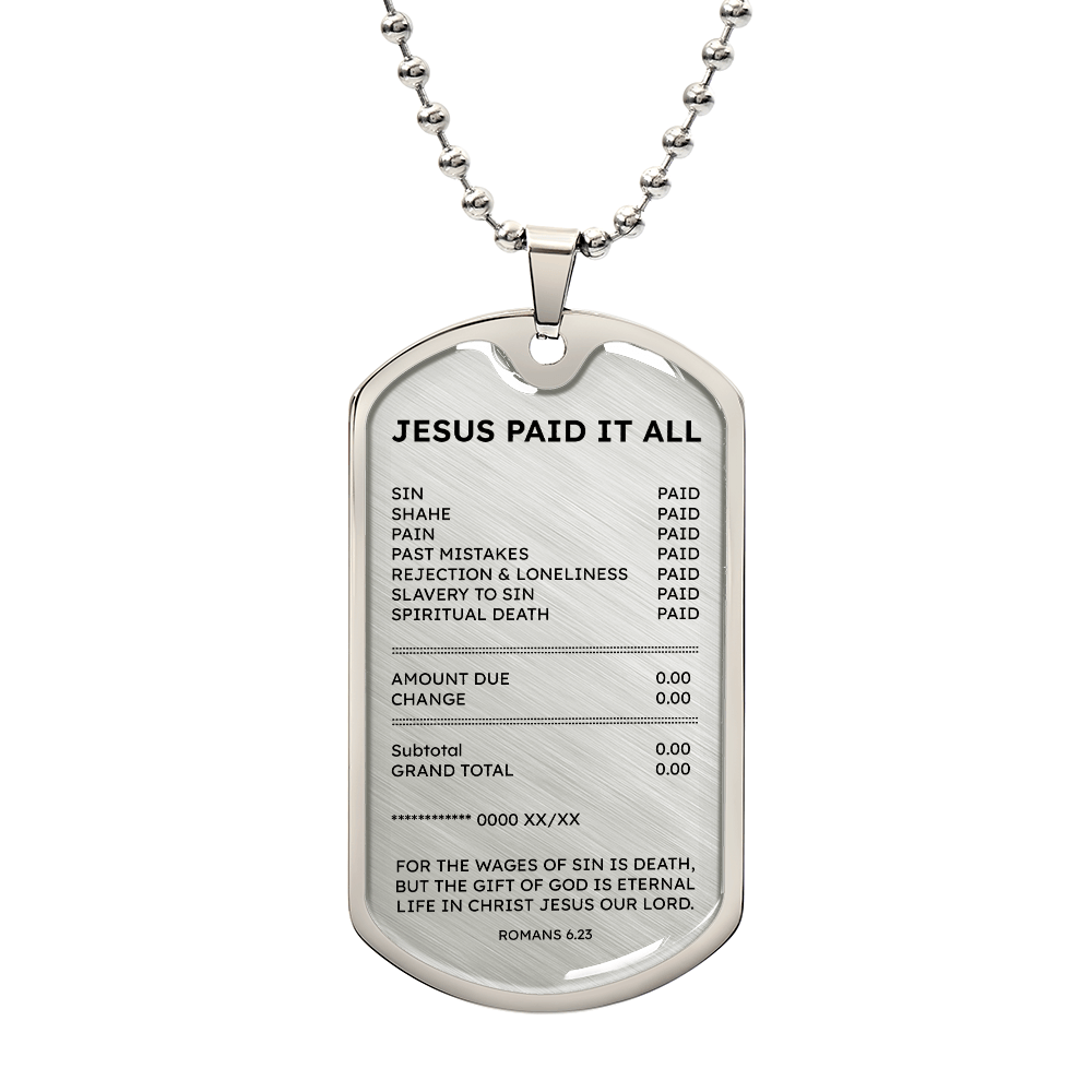 Jesus Paid It All Dog Tag Necklace – Faith Gift