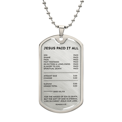 Jesus Paid It All Dog Tag Necklace – Faith Gift