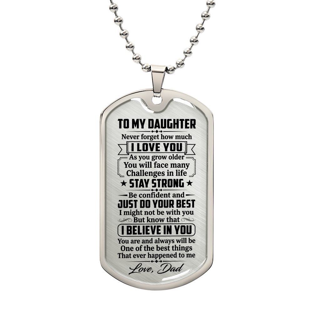 To My Daughter Dog Tag Necklace – Love Dad Gift