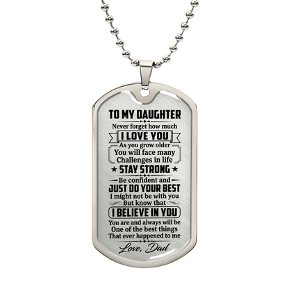 To My Daughter Dog Tag Necklace – Love Dad Gift