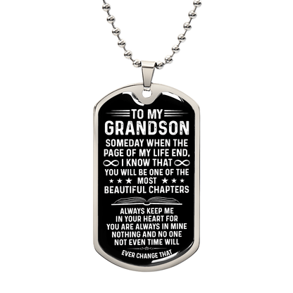 To My Grandson – One Of The Most Beautiful Chapters Dog Tag Necklace