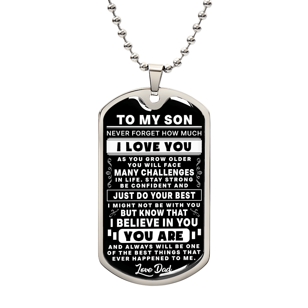 Dad to Son Dog Tag Necklace — Gift for Son