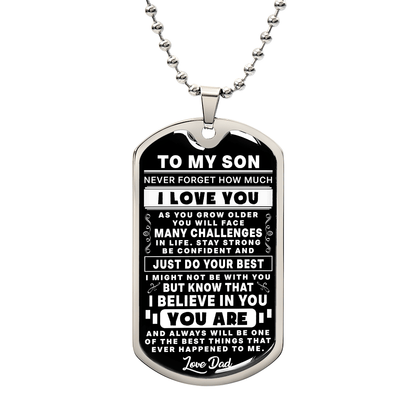 Dad to Son Dog Tag Necklace — Gift for Son