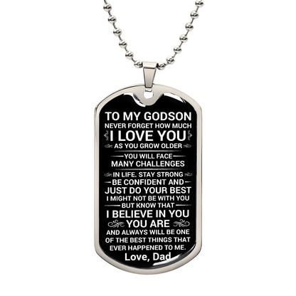 To My Godson – I Love You More Than Words Can Say Dog Tag Necklace