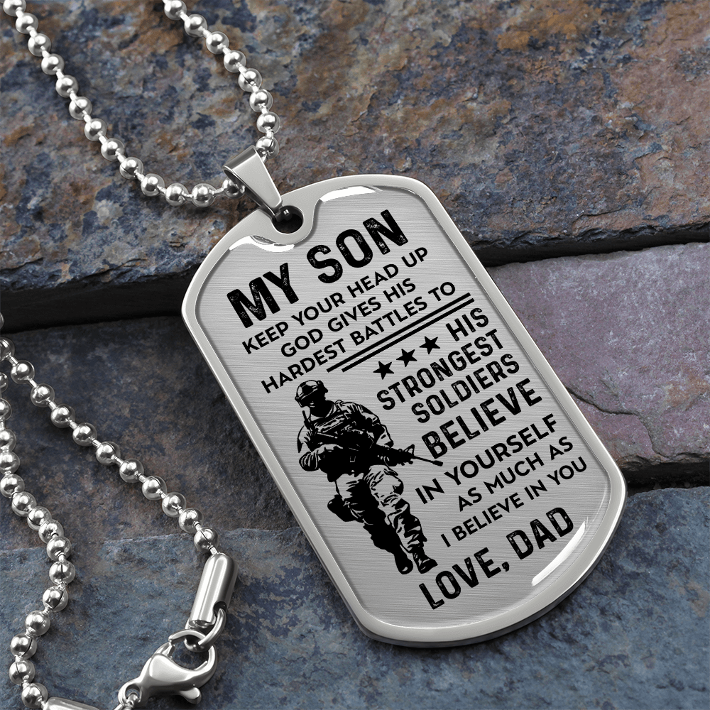 My Son – Believe In Yourself Dog Tag Necklace Gift