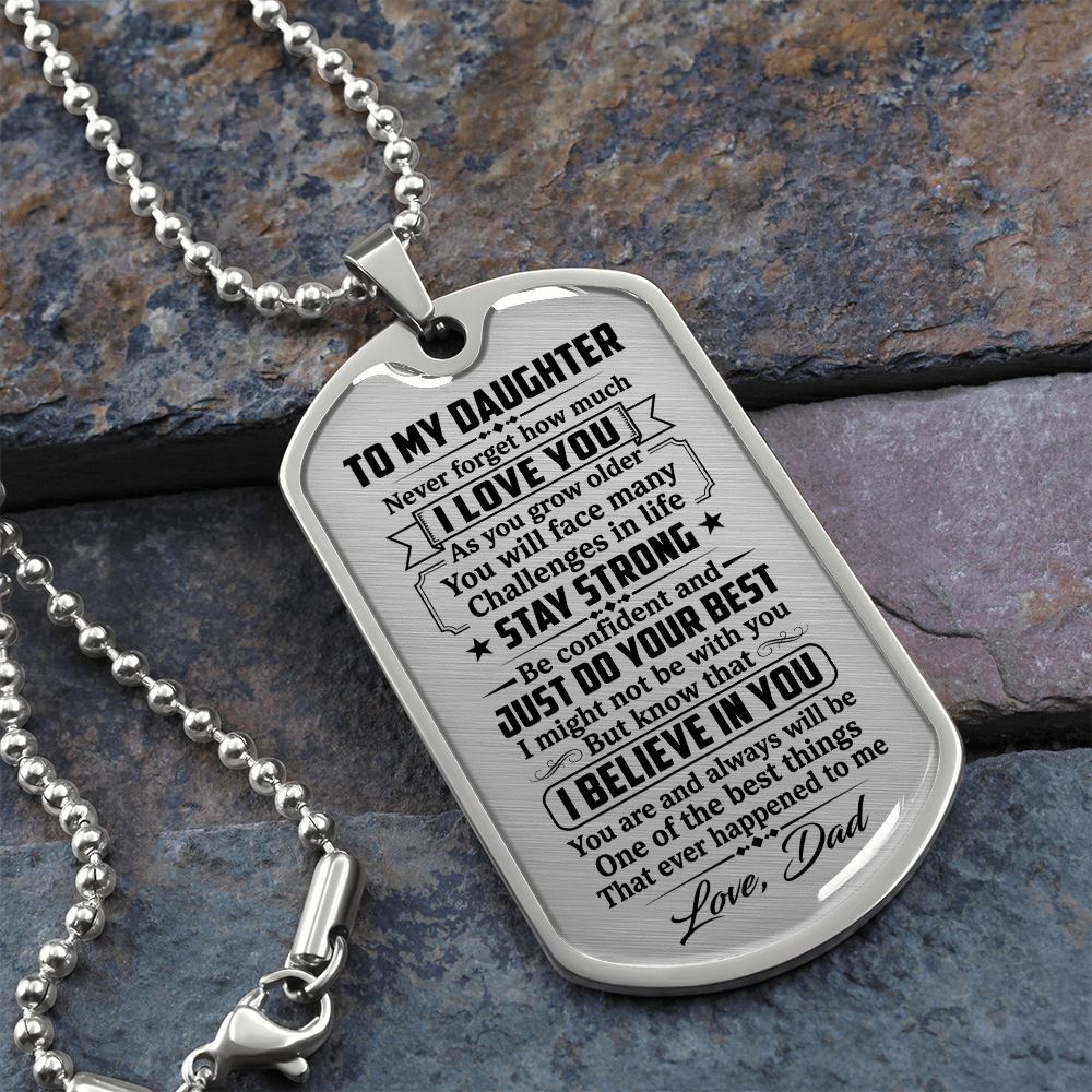 To My Daughter Dog Tag Necklace – Love Dad Gift