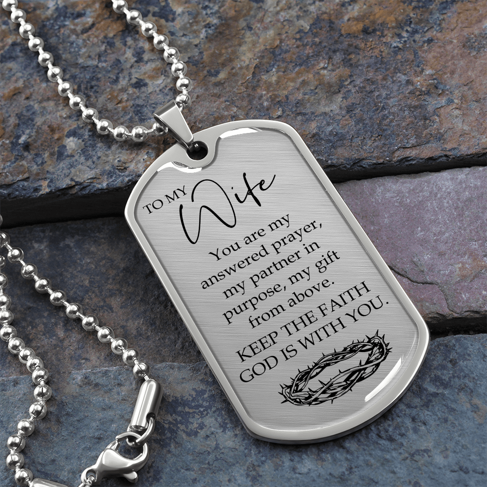 To My Wife Dog Tag Necklace – Christian Gift from Husband