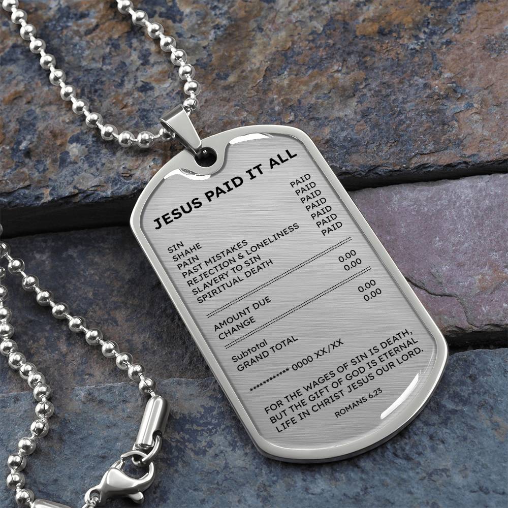 Jesus Paid It All Dog Tag Necklace – Faith Gift
