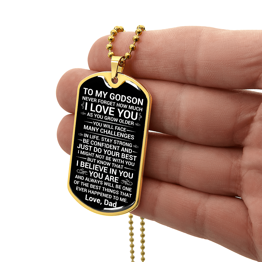 To My Godson – I Love You More Than Words Can Say Dog Tag Necklace