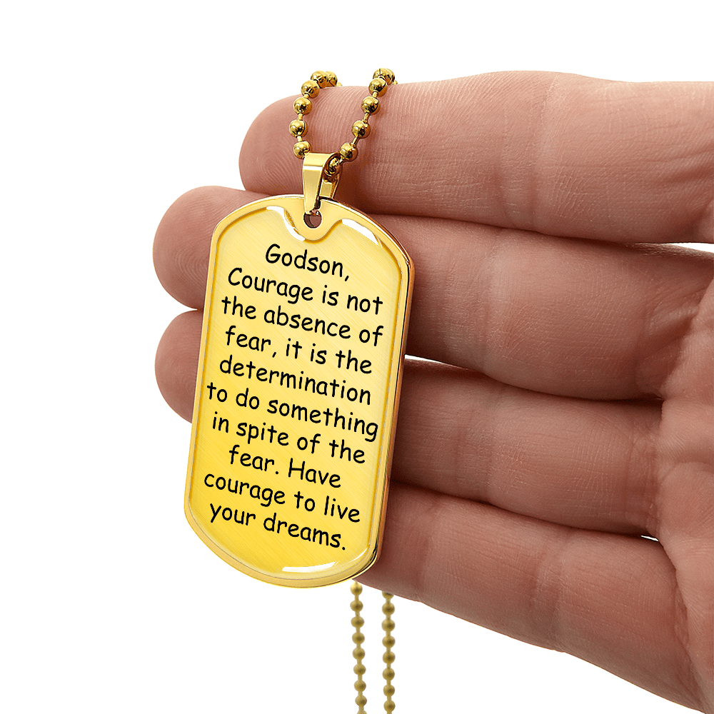 To My Godson – Have Courage To Live Your Dreams Dog Tag Necklace