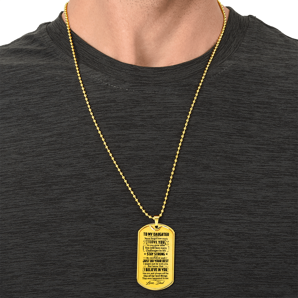 To My Daughter Dog Tag Necklace – Love Dad Gift