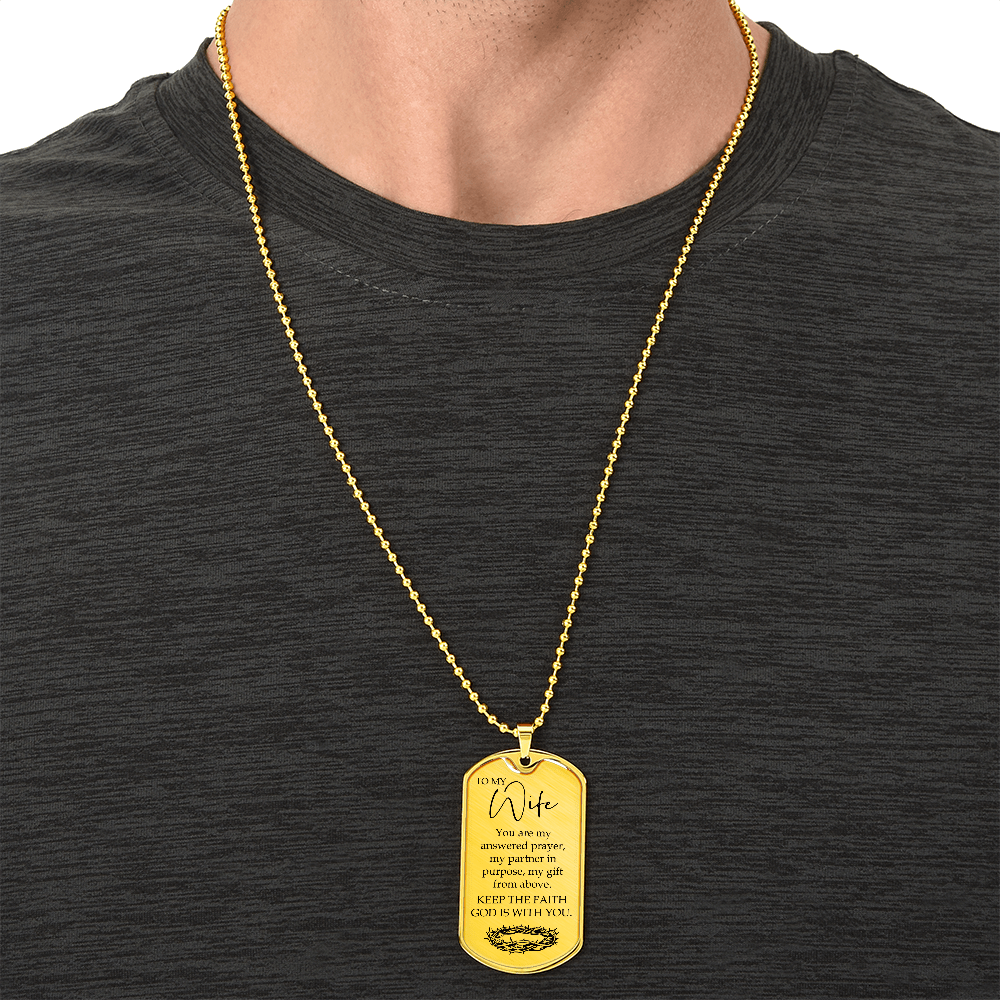 To My Wife Dog Tag Necklace – Christian Gift from Husband