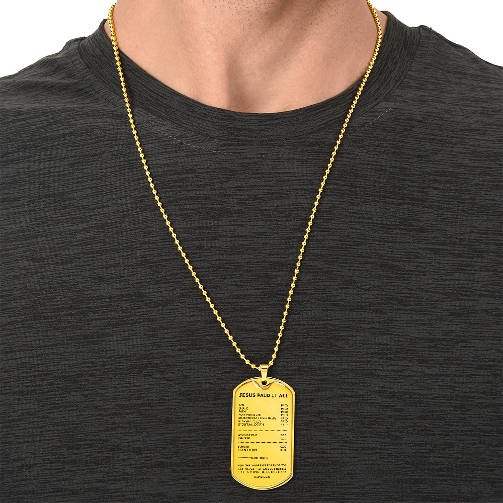 Jesus Paid It All Dog Tag Necklace – Faith Gift