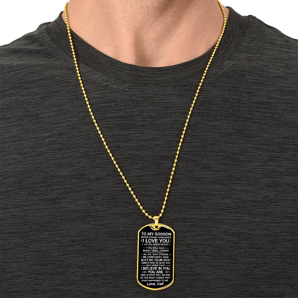 To My Godson – I Love You More Than Words Can Say Dog Tag Necklace